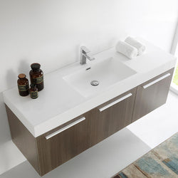 Fresca Vista 60" Wall Hung Single Sink Modern Bathroom Cabinet w/ Integrated Sink - Luxe Bathroom Vanities