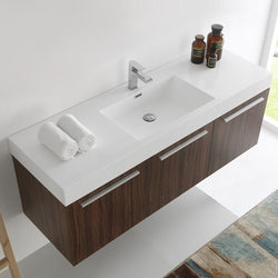 Fresca Vista 60" Wall Hung Single Sink Modern Bathroom Cabinet w/ Integrated Sink - Luxe Bathroom Vanities