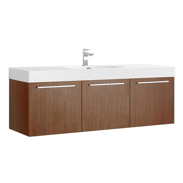 Fresca Vista 60" Wall Hung Single Sink Modern Bathroom Cabinet w/ Integrated Sink - Luxe Bathroom Vanities