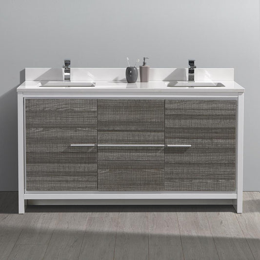 Fresca Allier Rio 60" Double Sink Modern Bathroom Cabinet w/ Top & Sinks - Luxe Bathroom Vanities