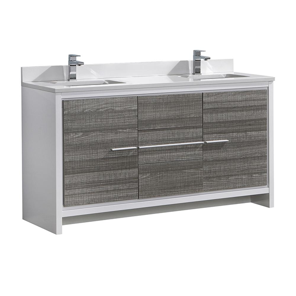 Fresca Allier Rio 60" Double Sink Modern Bathroom Cabinet w/ Top & Sinks - Luxe Bathroom Vanities