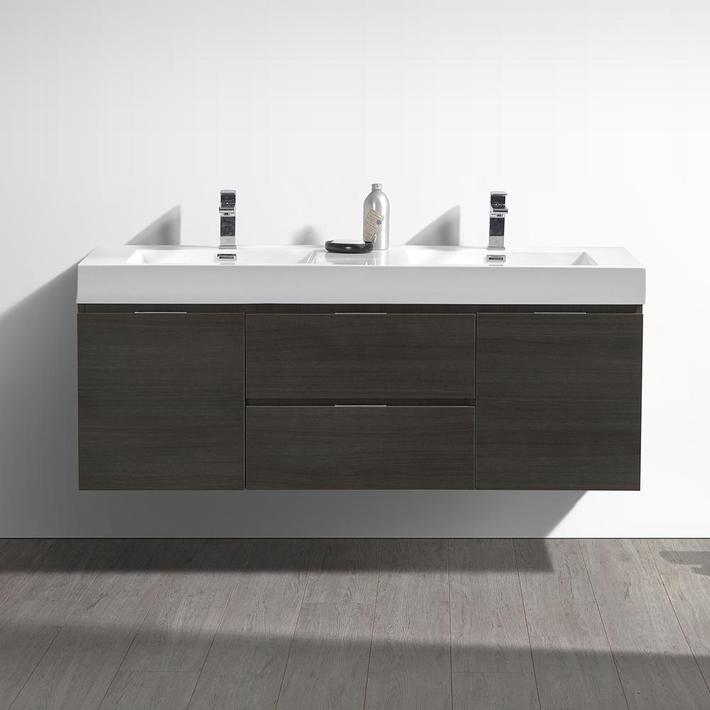 Fresca Valencia 60" Wall Hung Double Sink Modern Bathroom Vanity - Luxe Bathroom Vanities