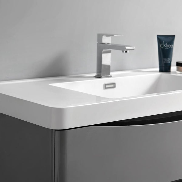 Fresca Tuscany 36" Wall Hung Modern Bathroom Cabinet w/ Integrated Sink - Luxe Bathroom Vanities