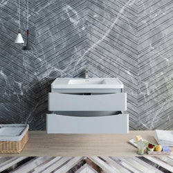 Fresca Tuscany 40" Wall Hung Modern Bathroom Cabinet w/ Integrated Sink - Luxe Bathroom Vanities