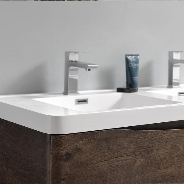 Fresca Tuscany 48" Wall Hung Modern Bathroom Cabinet w/ Integrated Double Sink - Luxe Bathroom Vanities