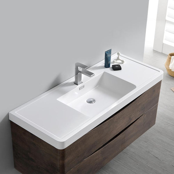 Fresca Tuscany 48" Wall Hung Modern Bathroom Cabinet w/ Integrated Sink - Luxe Bathroom Vanities
