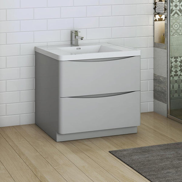 Fresca Tuscany 36" Free Standing Modern Bathroom Cabinet w/ Integrated Sink - Luxe Bathroom Vanities