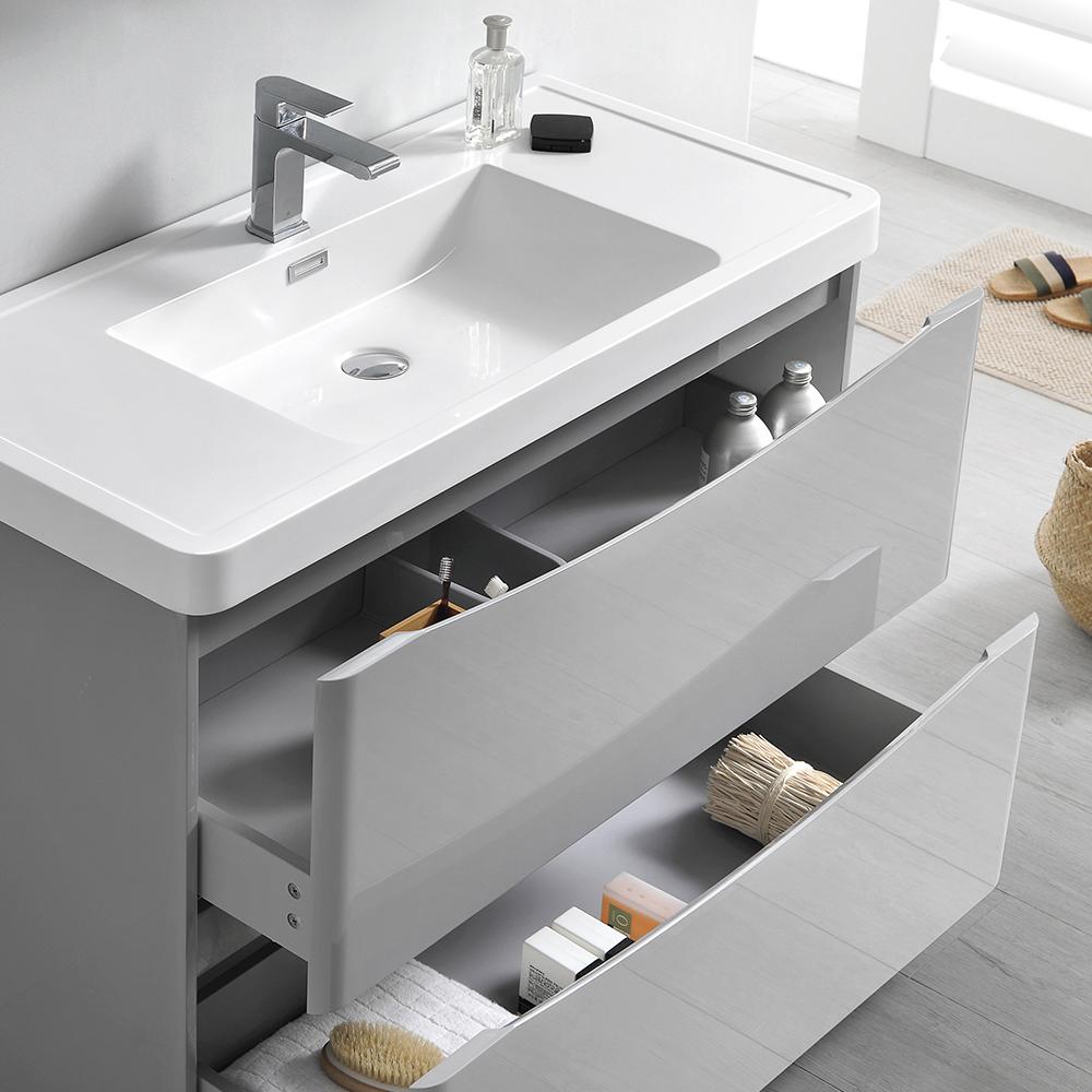 Fresca Tuscany 40" Free Standing Modern Bathroom Cabinet w/ Integrated Sink - Luxe Bathroom Vanities