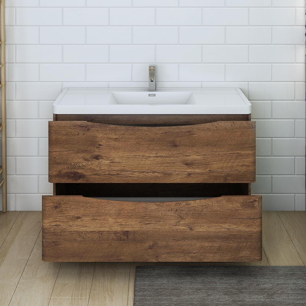 Fresca Tuscany 48" Free Standing Modern Bathroom Cabinet w/ Integrated Sink - Luxe Bathroom Vanities