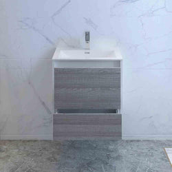 Fresca Catania 24" Wall Hung Modern Bathroom Cabinet w/ Integrated Sink - Luxe Bathroom Vanities