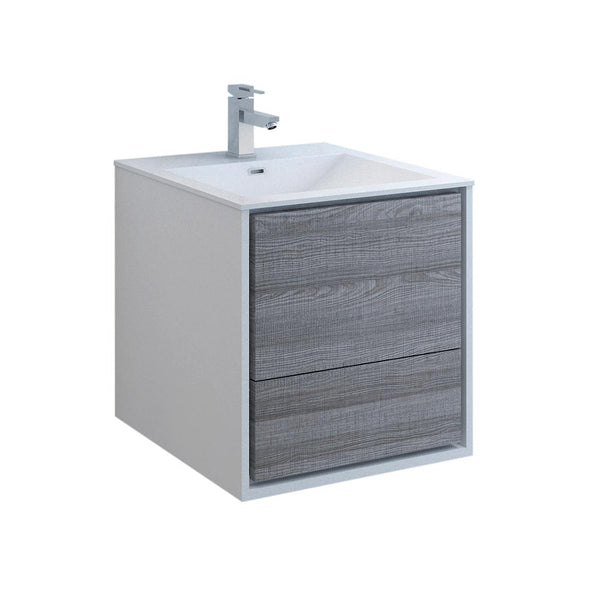 Fresca Catania 24" Wall Hung Modern Bathroom Cabinet w/ Integrated Sink - Luxe Bathroom Vanities