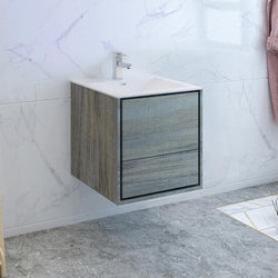 Fresca Catania 24" Wall Hung Modern Bathroom Cabinet w/ Integrated Sink - Luxe Bathroom Vanities