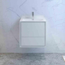 Fresca Catania 24" Wall Hung Modern Bathroom Cabinet w/ Integrated Sink - Luxe Bathroom Vanities