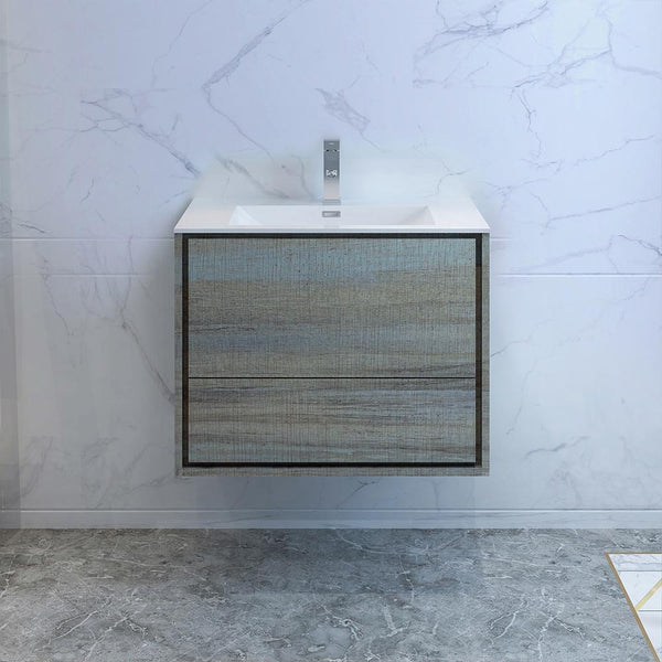 Fresca Catania 30" Wall Hung Modern Bathroom Cabinet w/ Integrated Sink - Luxe Bathroom Vanities