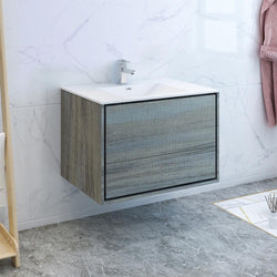 Fresca Catania 36" Wall Hung Modern Bathroom Cabinet w/ Integrated Sink - Luxe Bathroom Vanities