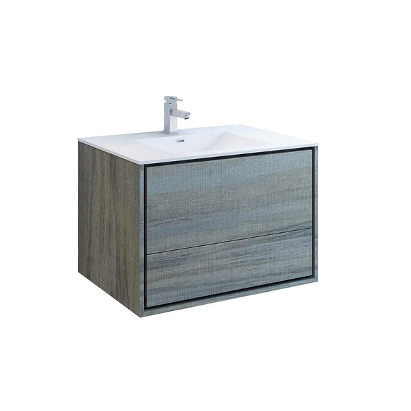 Fresca Catania 36" Wall Hung Modern Bathroom Cabinet w/ Integrated Sink - Luxe Bathroom Vanities