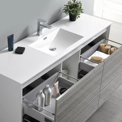 Fresca Catania 60" Wall Hung Modern Bathroom Cabinet w/ Integrated Single Sink - Luxe Bathroom Vanities