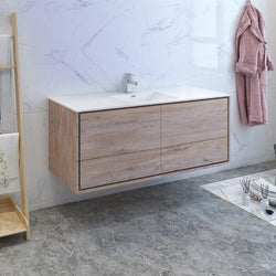 Fresca Catania 60" Wall Hung Modern Bathroom Cabinet w/ Integrated Single Sink - Luxe Bathroom Vanities