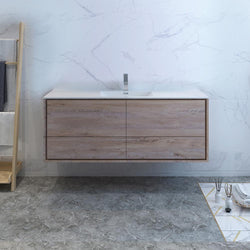 Fresca Catania 60" Wall Hung Modern Bathroom Cabinet w/ Integrated Single Sink - Luxe Bathroom Vanities