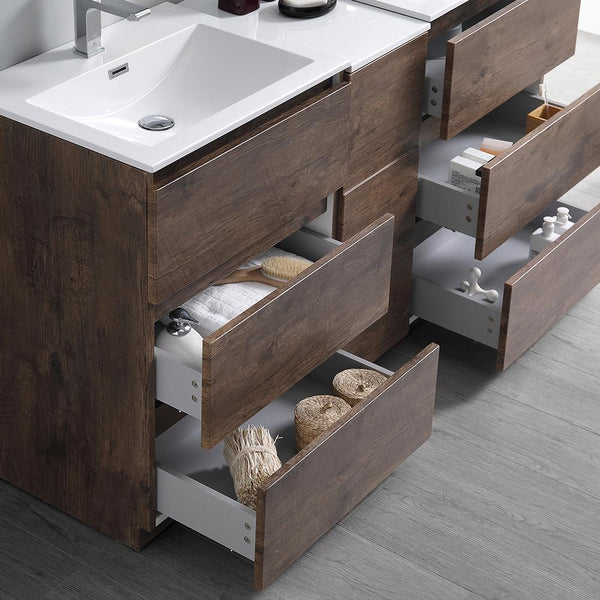 Fresca Lazzaro 60" Free Standing Double Sink Modern Bathroom Cabinet w/ Integrated Sinks - Luxe Bathroom Vanities