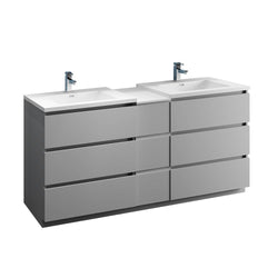 Fresca Lazzaro 72" Free Standing Double Sink Modern Bathroom Cabinet w/ Integrated Sinks - Luxe Bathroom Vanities