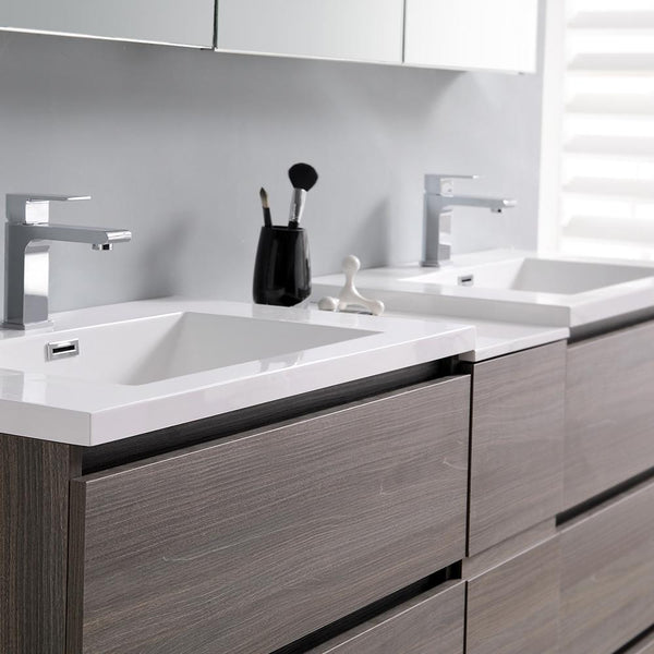 Fresca Lazzaro 72" Free Standing Double Sink Modern Bathroom Cabinet w/ Integrated Sinks - Luxe Bathroom Vanities