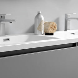 Fresca Lazzaro 60" Free Standing Modern Bathroom Cabinet w/ Integrated Double Sink - Luxe Bathroom Vanities