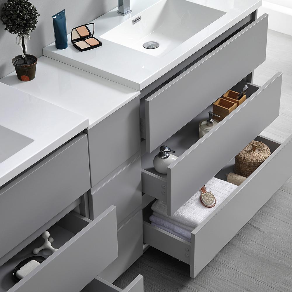 Fresca Lazzaro 84" Free Standing Double Sink Modern Bathroom Cabinet w/ Integrated Sinks - Luxe Bathroom Vanities