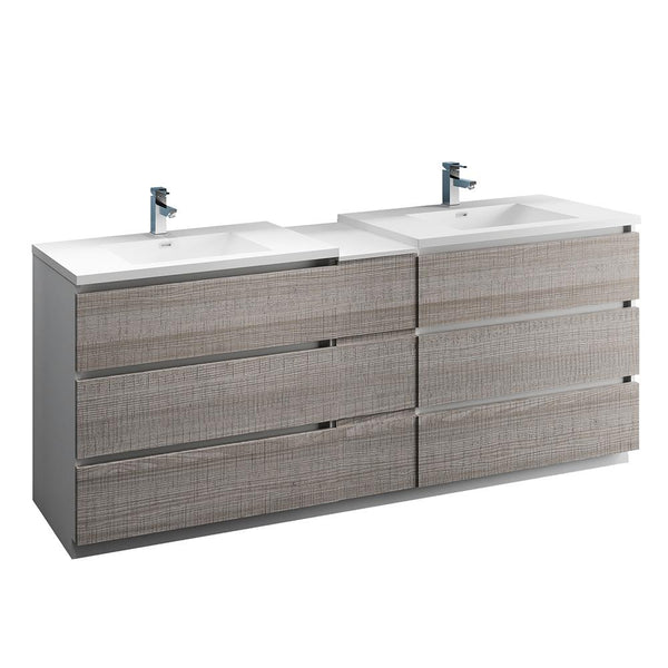 Fresca Lazzaro 84" Free Standing Double Sink Modern Bathroom Cabinet w/ Integrated Sinks - Luxe Bathroom Vanities