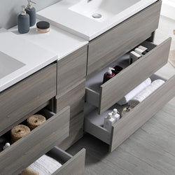 Fresca Lazzaro 84" Free Standing Double Sink Modern Bathroom Cabinet w/ Integrated Sinks - Luxe Bathroom Vanities