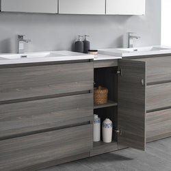 Fresca Lazzaro 84" Free Standing Double Sink Modern Bathroom Cabinet w/ Integrated Sinks - Luxe Bathroom Vanities