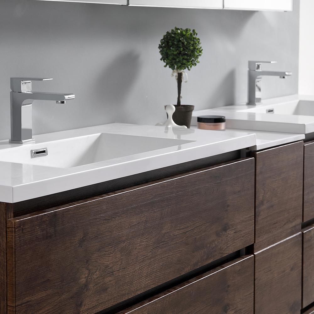 Fresca Lazzaro 84" Free Standing Double Sink Modern Bathroom Cabinet w/ Integrated Sinks - Luxe Bathroom Vanities