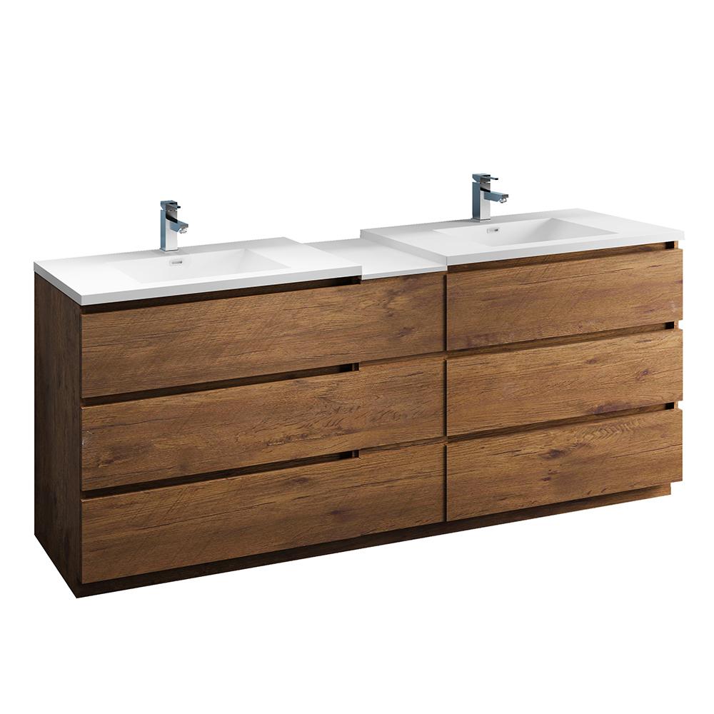 Fresca Lazzaro 84" Free Standing Double Sink Modern Bathroom Cabinet w/ Integrated Sinks - Luxe Bathroom Vanities