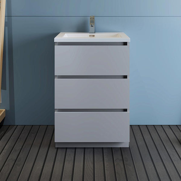 Fresca Lazzaro 24" Free Standing Modern Bathroom Cabinet w/ Integrated Sink - Luxe Bathroom Vanities