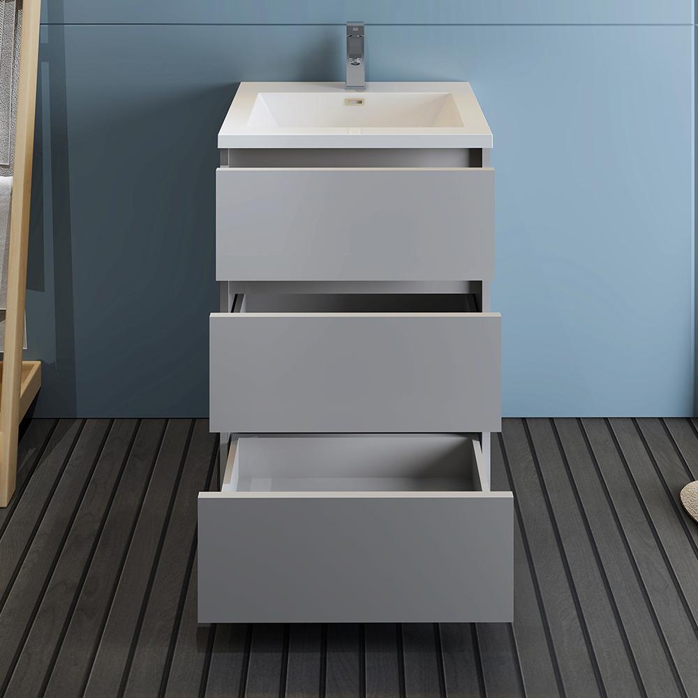 Fresca Lazzaro 24" Free Standing Modern Bathroom Cabinet w/ Integrated Sink - Luxe Bathroom Vanities