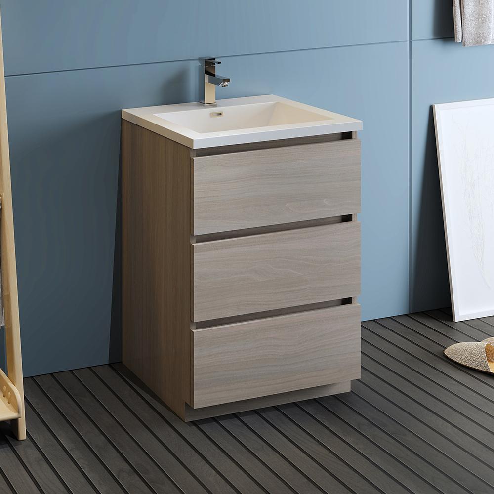 Fresca Lazzaro 24" Free Standing Modern Bathroom Cabinet w/ Integrated Sink - Luxe Bathroom Vanities