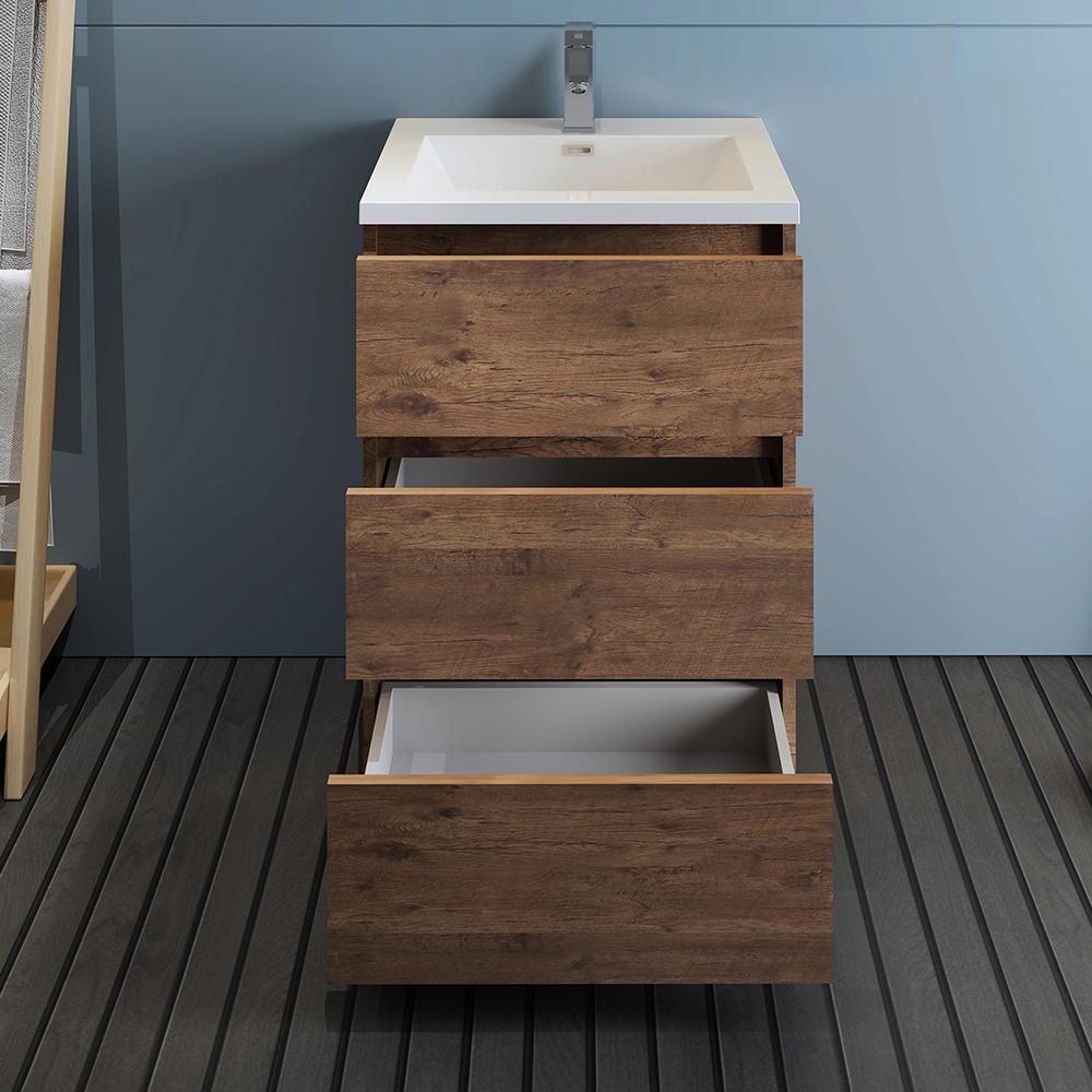 Fresca Lazzaro 24" Free Standing Modern Bathroom Cabinet w/ Integrated Sink - Luxe Bathroom Vanities