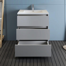 Fresca Lazzaro 30" Free Standing Modern Bathroom Cabinet w/ Integrated Sink - Luxe Bathroom Vanities