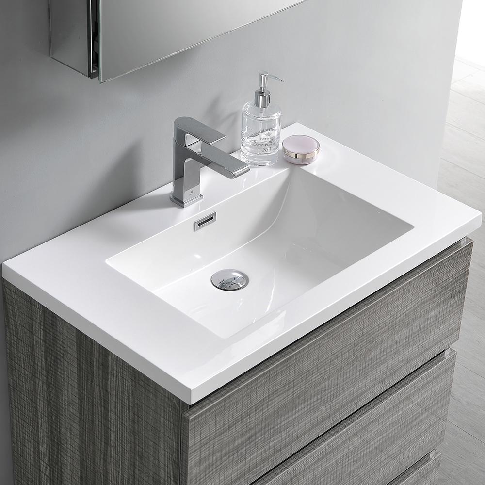 Fresca Lazzaro 30" Free Standing Modern Bathroom Cabinet w/ Integrated Sink - Luxe Bathroom Vanities