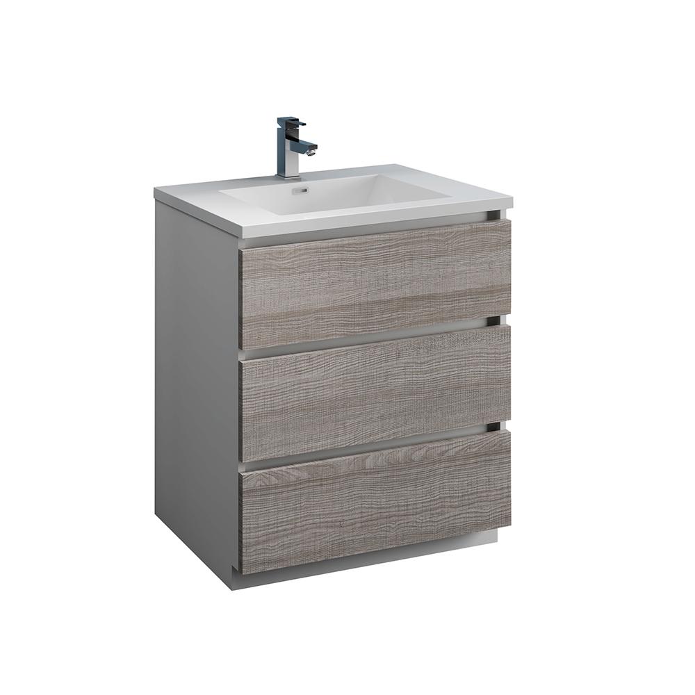 Fresca Lazzaro 30" Free Standing Modern Bathroom Cabinet w/ Integrated Sink - Luxe Bathroom Vanities