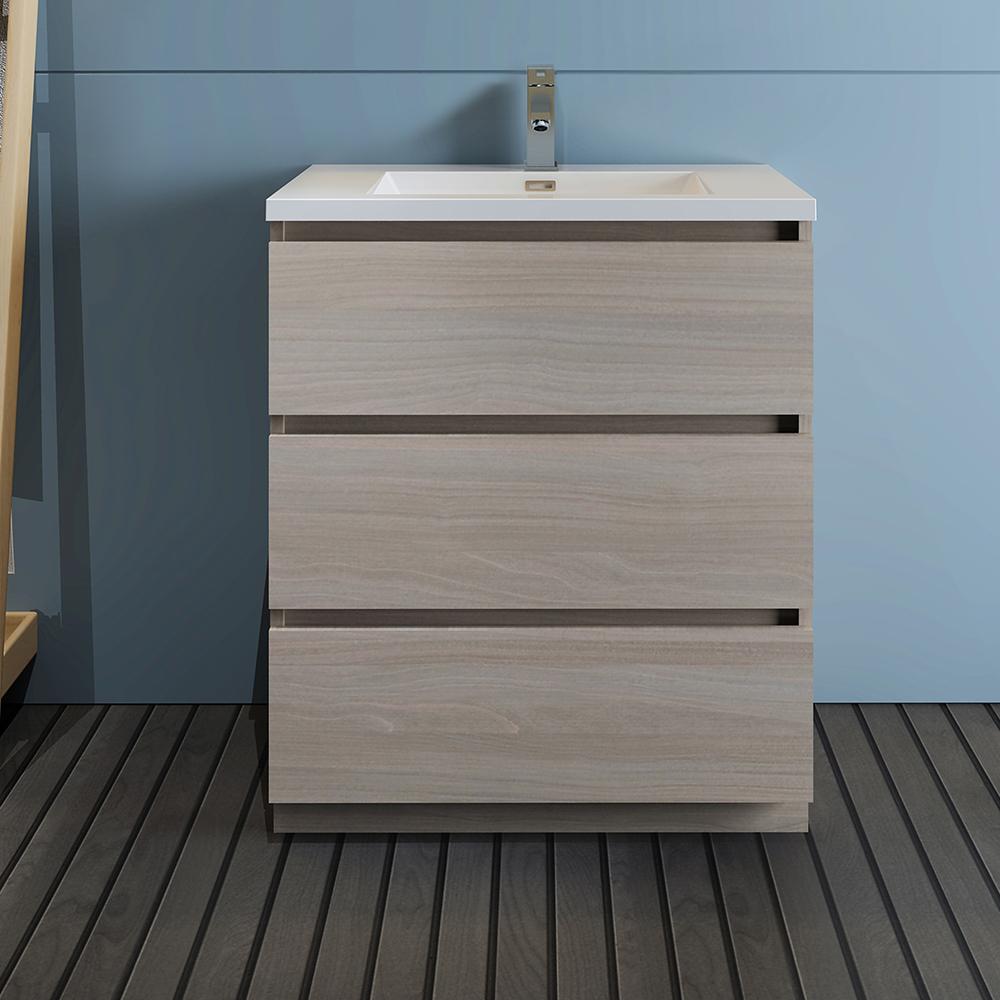 Fresca Lazzaro 30" Free Standing Modern Bathroom Cabinet w/ Integrated Sink - Luxe Bathroom Vanities