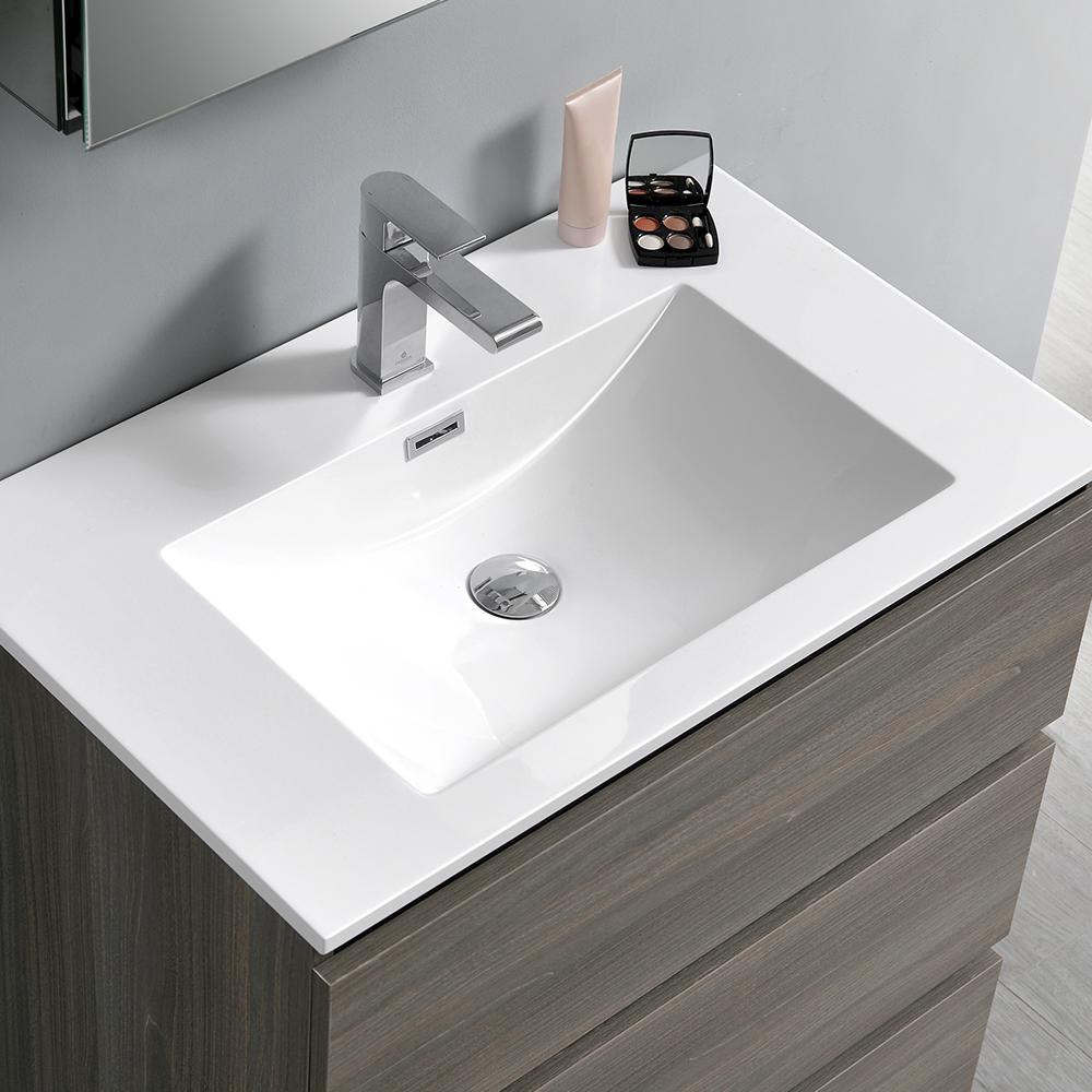 Fresca Lazzaro 30" Free Standing Modern Bathroom Cabinet w/ Integrated Sink - Luxe Bathroom Vanities