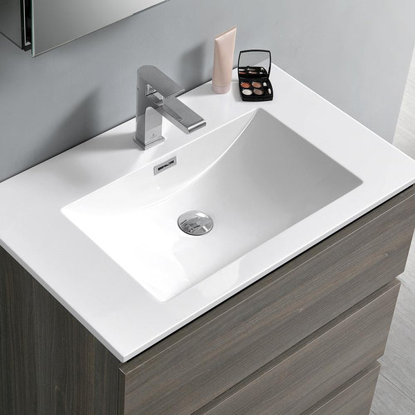 Fresca Lazzaro 30" Free Standing Modern Bathroom Cabinet w/ Integrated Sink - Luxe Bathroom Vanities