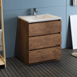 Fresca Lazzaro 30" Free Standing Modern Bathroom Cabinet w/ Integrated Sink - Luxe Bathroom Vanities