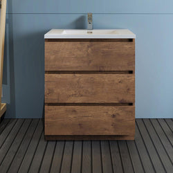 Fresca Lazzaro 30" Free Standing Modern Bathroom Cabinet w/ Integrated Sink - Luxe Bathroom Vanities