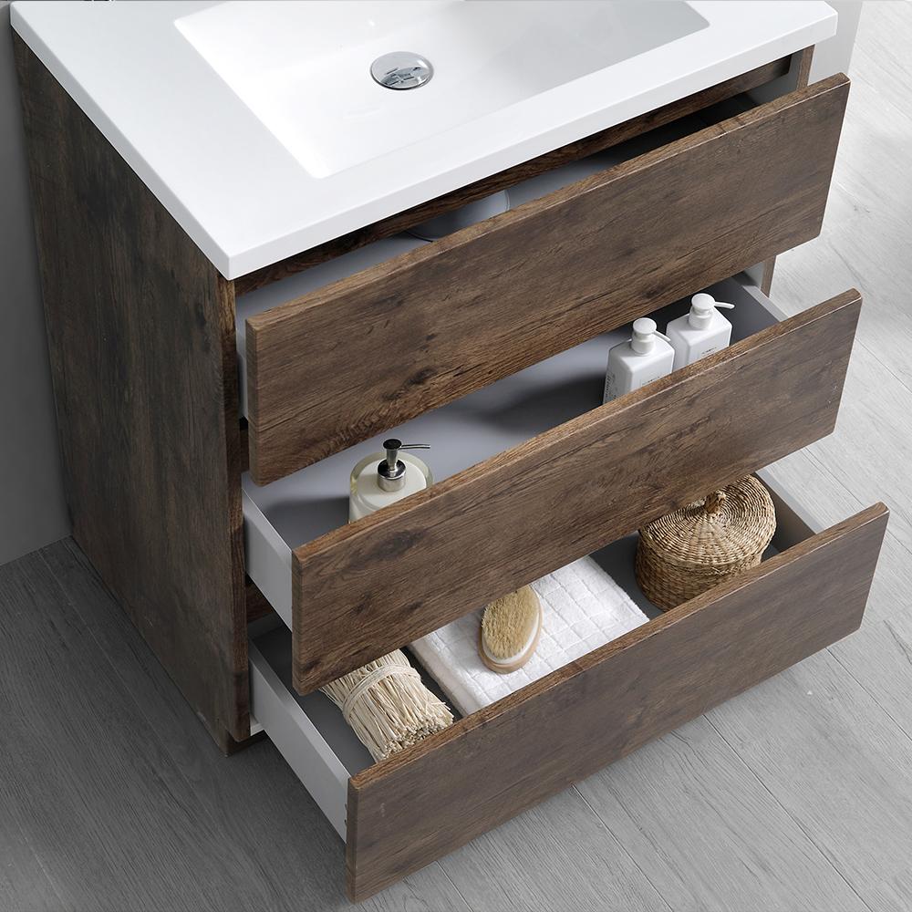 Fresca Lazzaro 30" Free Standing Modern Bathroom Cabinet w/ Integrated Sink - Luxe Bathroom Vanities