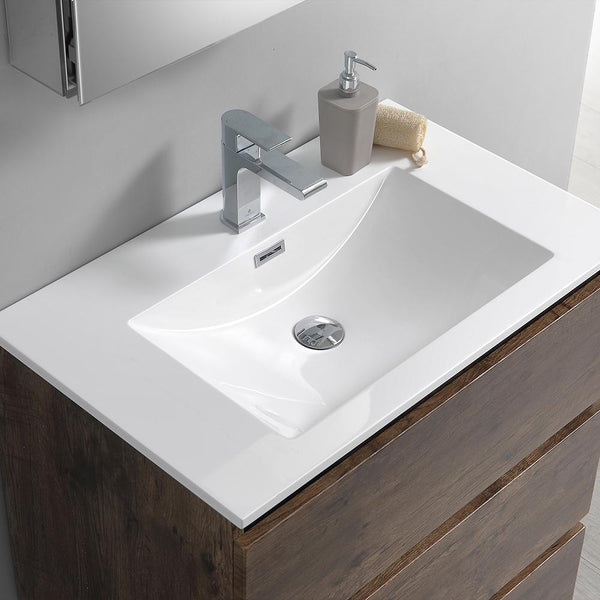 Fresca Lazzaro 30" Free Standing Modern Bathroom Cabinet w/ Integrated Sink - Luxe Bathroom Vanities