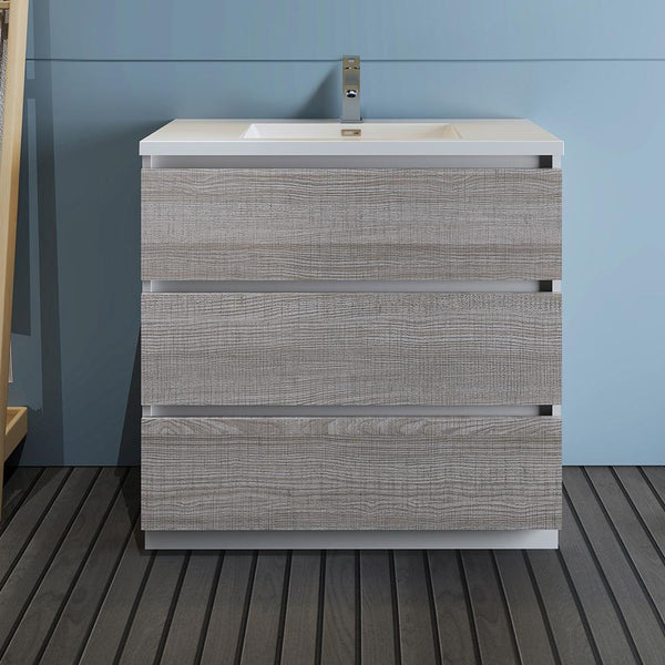 Fresca Lazzaro 36" Free Standing Modern Bathroom Cabinet w/ Integrated Sink - Luxe Bathroom Vanities