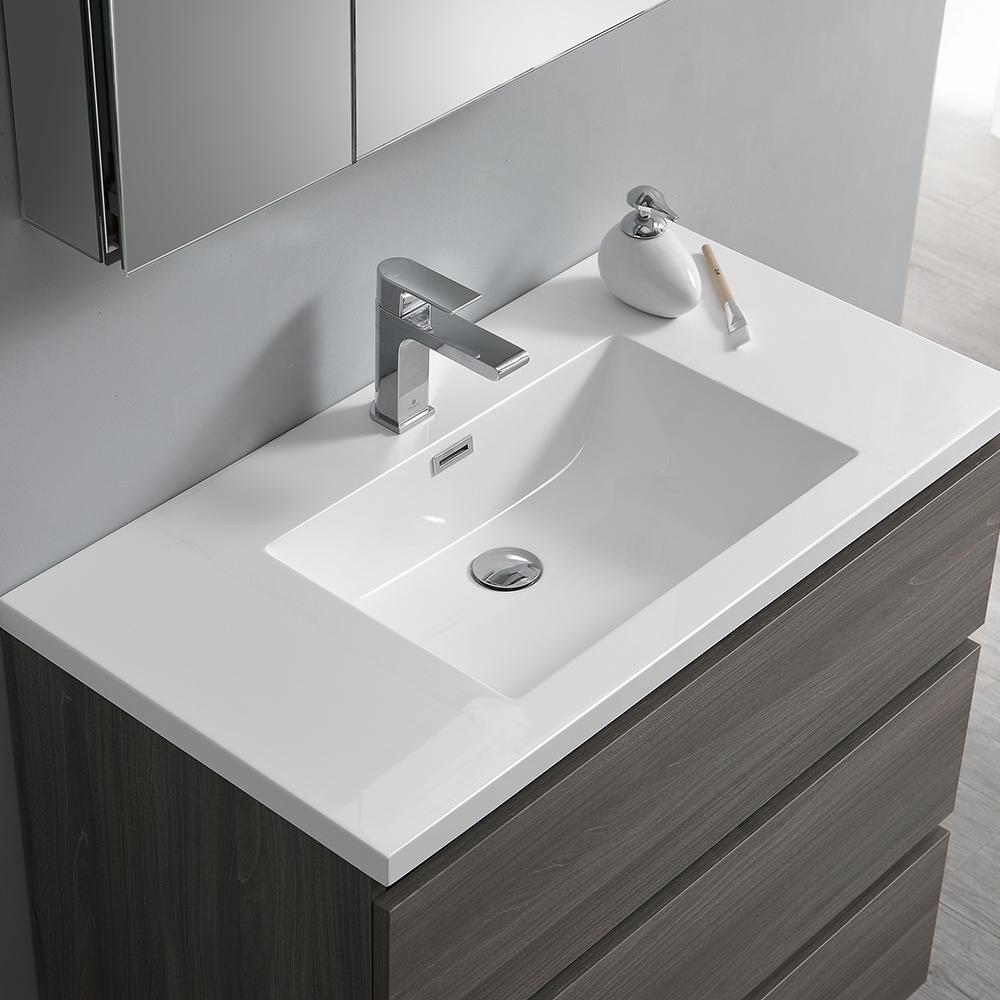 Fresca Lazzaro 36" Free Standing Modern Bathroom Cabinet w/ Integrated Sink - Luxe Bathroom Vanities