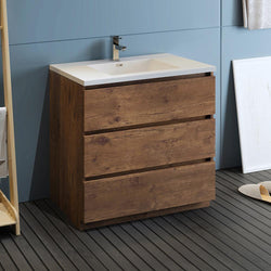 Fresca Lazzaro 36" Free Standing Modern Bathroom Cabinet w/ Integrated Sink - Luxe Bathroom Vanities